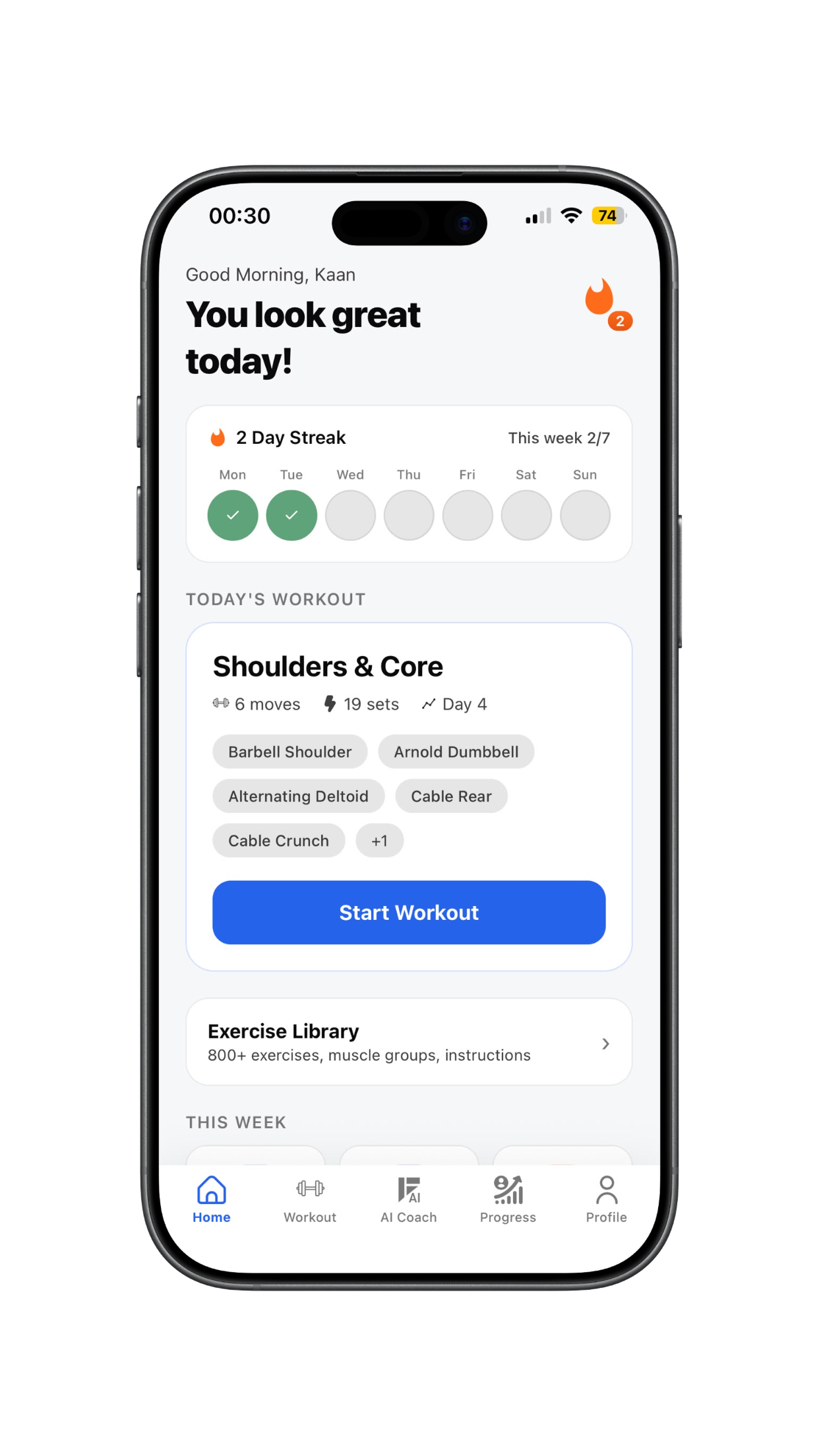 Fcoach home screen