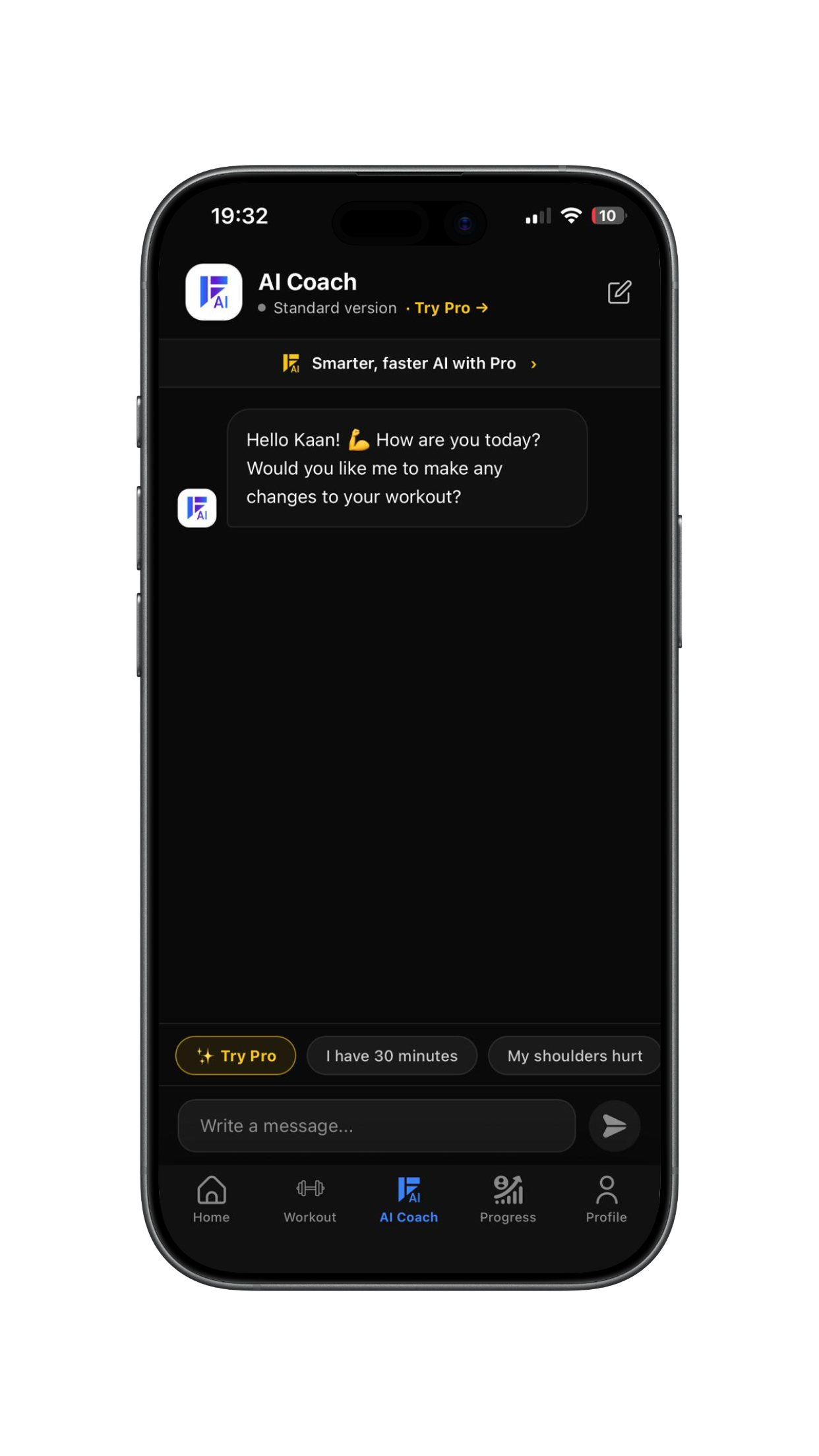 AI Coach chat screen