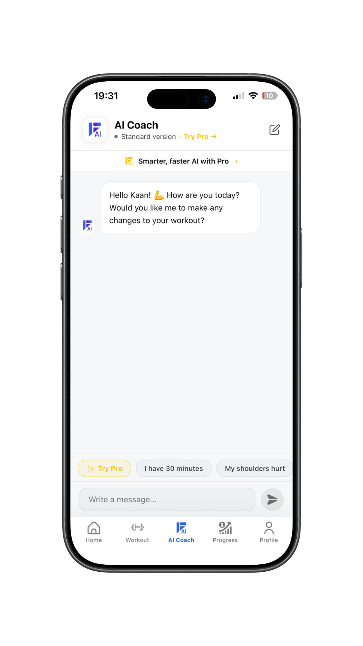 AI Coach chat screen